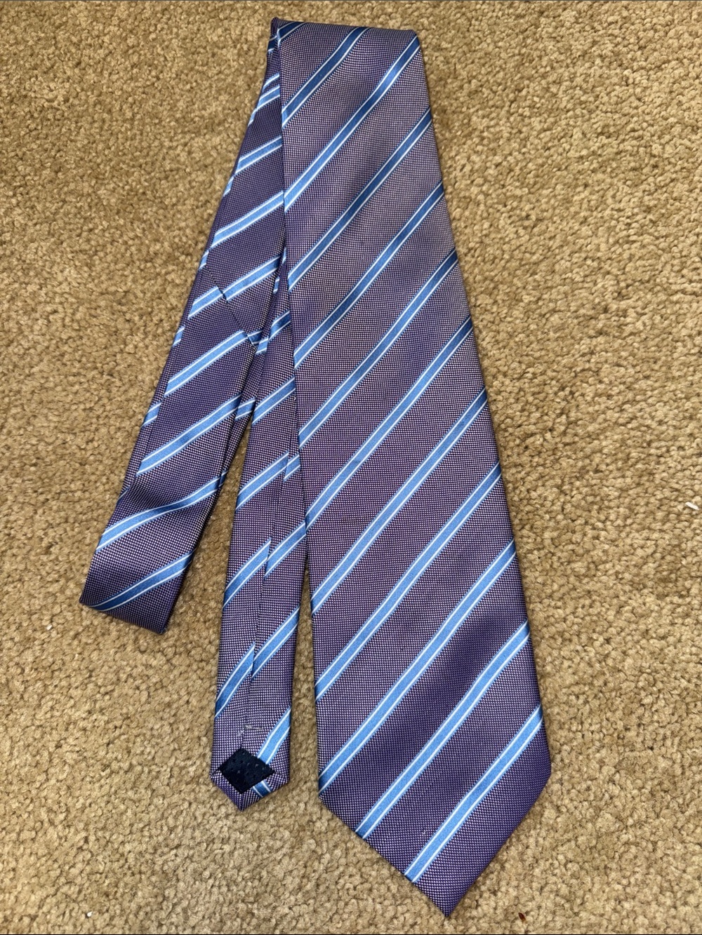 Classic Men's Blue Stripe Tie with Light Blue Accent
